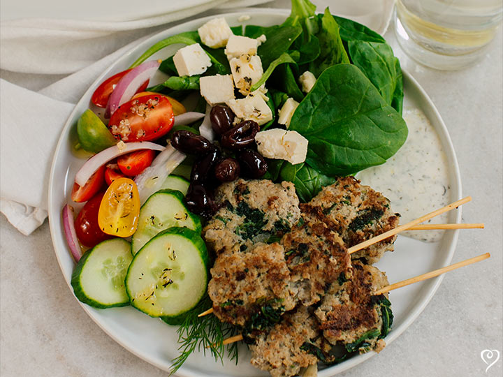 Greek Turkey Meatballs with Tzatziki Yogurt Sauce