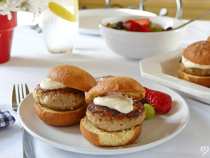 Lemon Feta Turkey Sliders with Crispy Shoestring Fries
