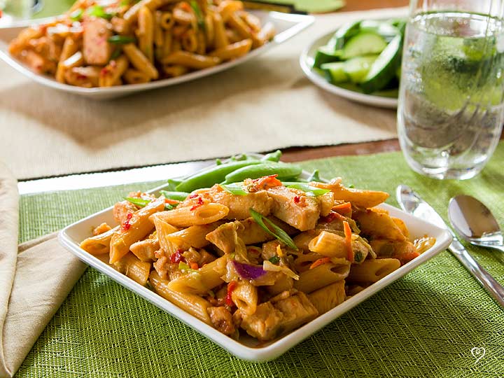Penne with Chicken and Peanut Sauce