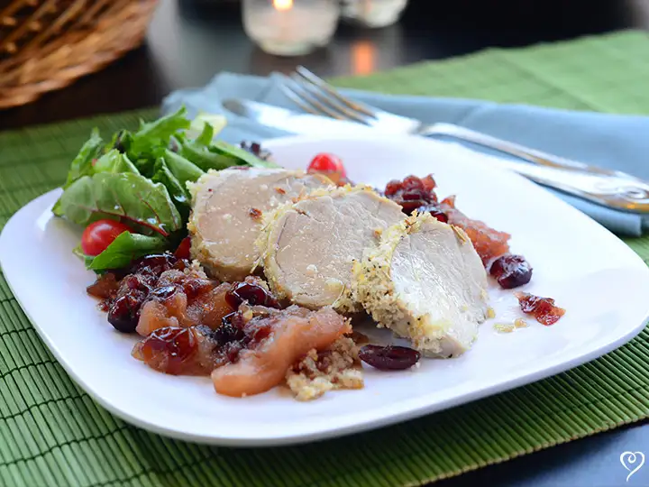 Honey Pecan Pork Tenderloin with Cranberry Applesauce
